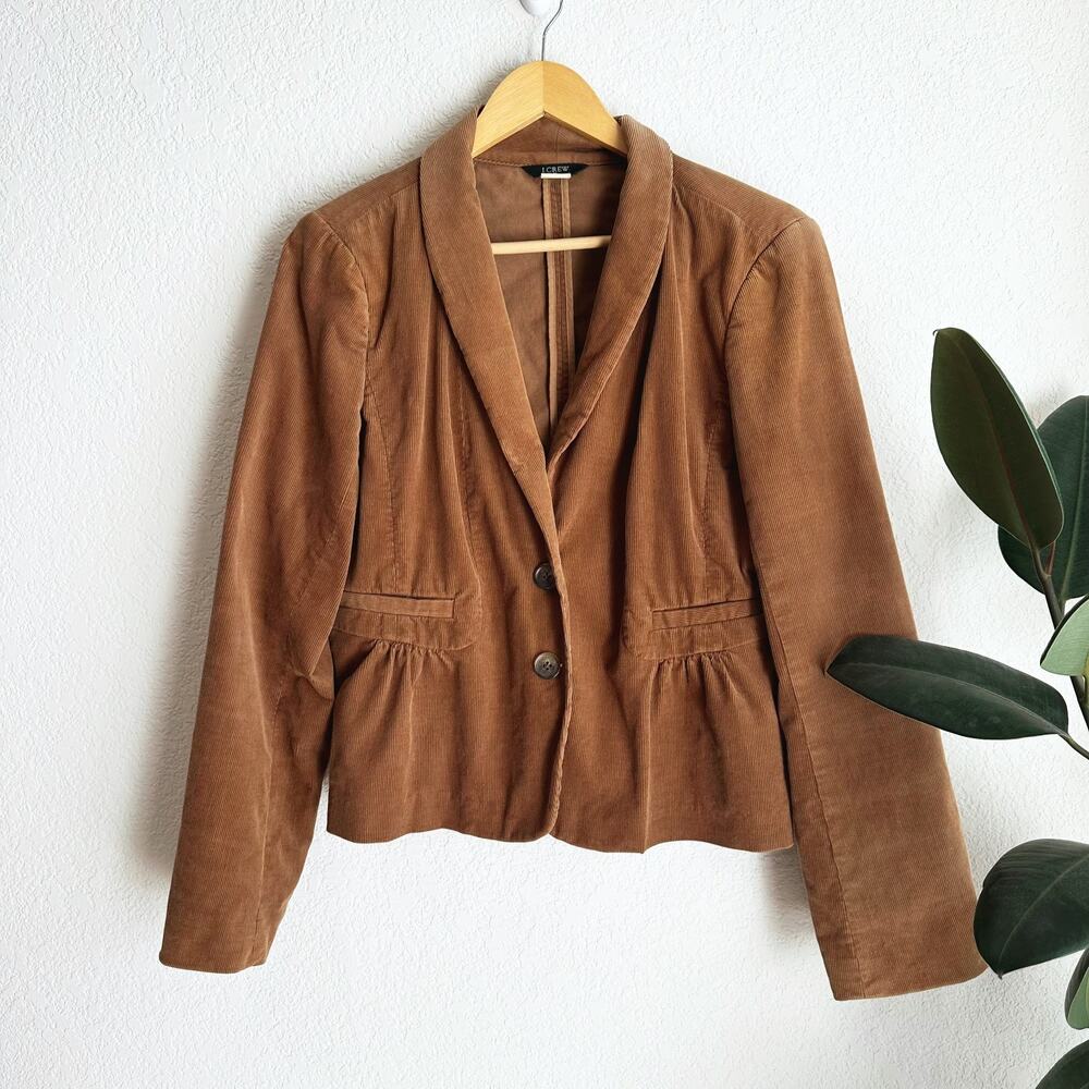 VTG J Crew Y2K Corduroy Blazer Jacket 8‎ Brown Preppy Old Money 90s Academia